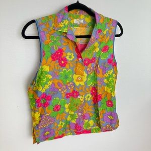 Vintage floral button up top